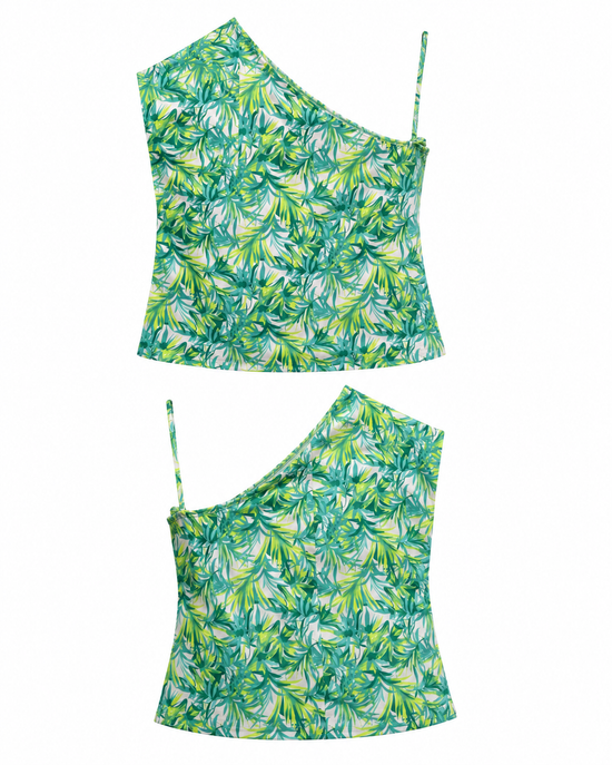 Palm Breeze One-Shoulder Tunic