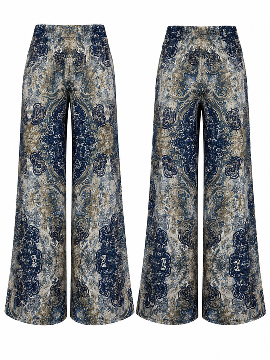 Midnight Paisley Wide-Leg Pants