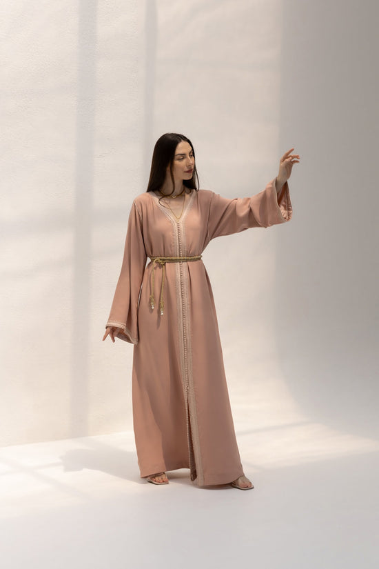 Elegant Dusty Rose Moroccan Kaftan