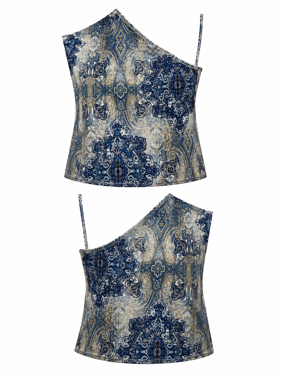 Midnight Paisley One-Shoulder Tunic