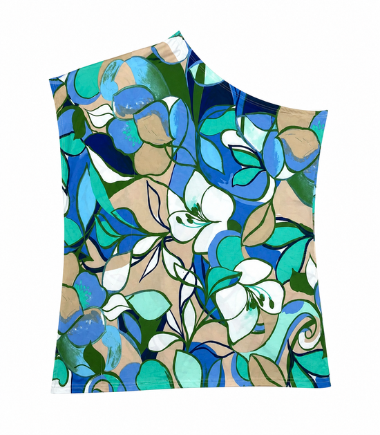 Azure Bloom One-Shoulder Tunic