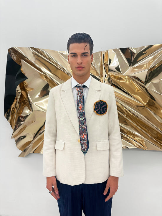 Kené Hand-Embroidered Silk Tie