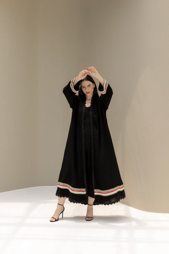 Luxury Black Abaya with Colorful Accents