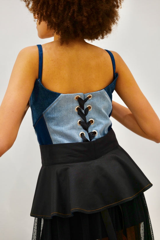 Laced Upcycled Denim Corset Top