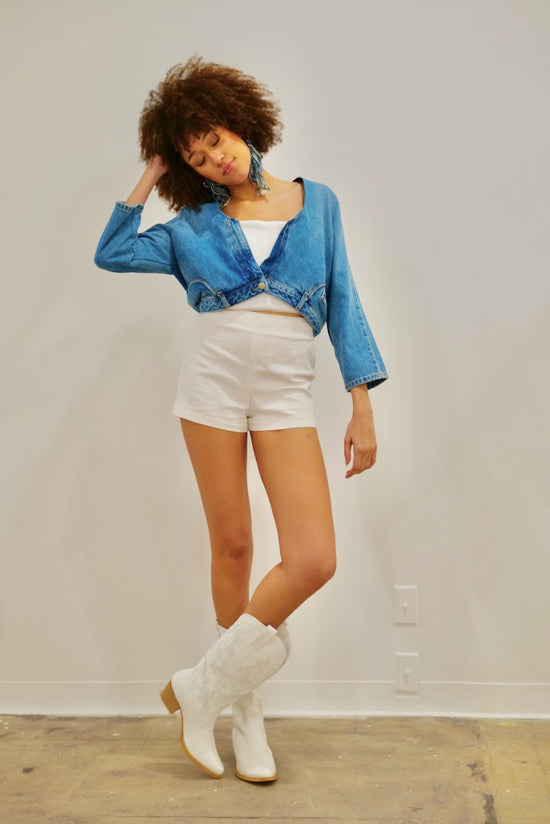 Upcycled Denim Cropped Jacket
