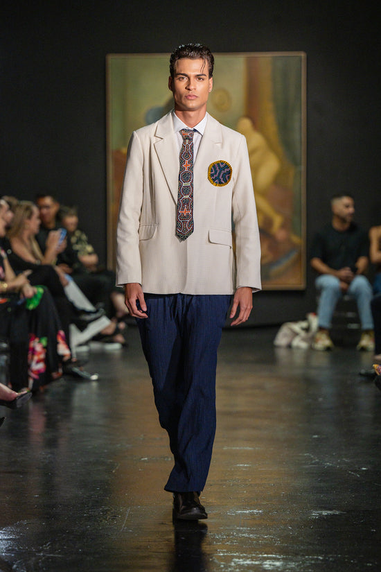 Kené Hand-Embroidered Silk Tie