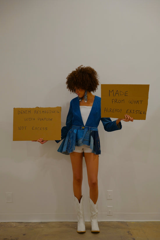 Upcycled Denim Peplum Jacket