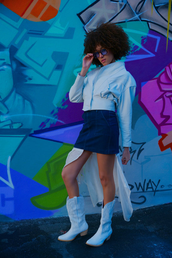 Denim Asymmetrical Convertible Skirt